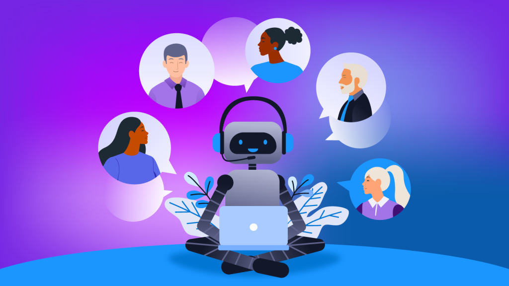 Business team reviewing AI chatbot customer enquiries and online sales journeys.